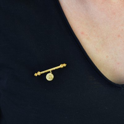 18 Karat French Yellow Gold Babys Bar Brooch, 1890s-OLU-1446785