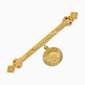 18 Karat French Yellow Gold Babys Bar Brooch, 1890s-OLU-1446785