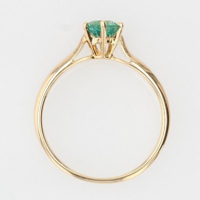 18 Karat French Yellow Gold Emerald Solitaire Ring, 1960s-OLU-1403615