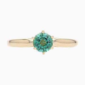 18 Karat French Yellow Gold Emerald Solitaire Ring, 1960s-OLU-1403615