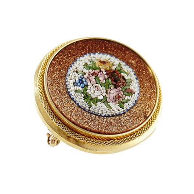 18 Karat Gold Brooch with Micro Mosaics Bouquet, Stockholm, Sweden, 1873-WMV-1767199