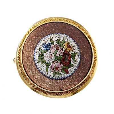 18 Karat Gold Brooch with Micro Mosaics Bouquet, Stockholm, Sweden, 1873-WMV-1767199