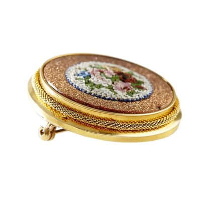 18 Karat Gold Brooch with Micro Mosaics Bouquet, Stockholm, Sweden, 1873-WMV-1767199