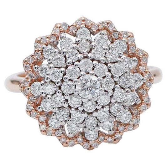 18 Karat Rose and White Gold Ring with Diamonds