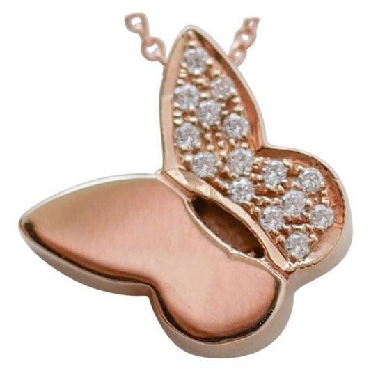 18 Karat Rose Gold Butterfly Pendant Necklace with Diamonds