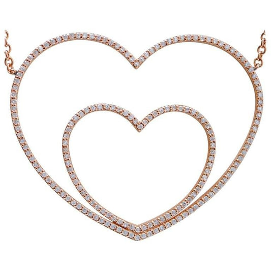 18 Karat Rose Gold Heart Pendant Necklace with Diamonds