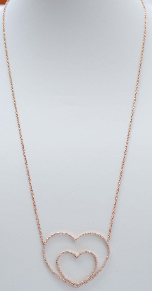 18 Karat Rose Gold Heart Pendant Necklace with Diamonds