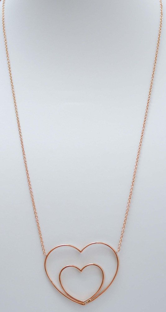 18 Karat Rose Gold Heart Pendant Necklace with Diamonds