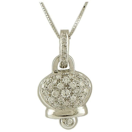 18 Karat White Gold Bell-Shaped Pendant Necklace with Diamonds