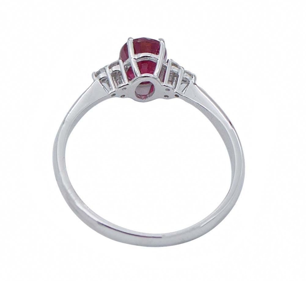 18 Karat White Gold Engagement Ring with Ruby and Diamonds