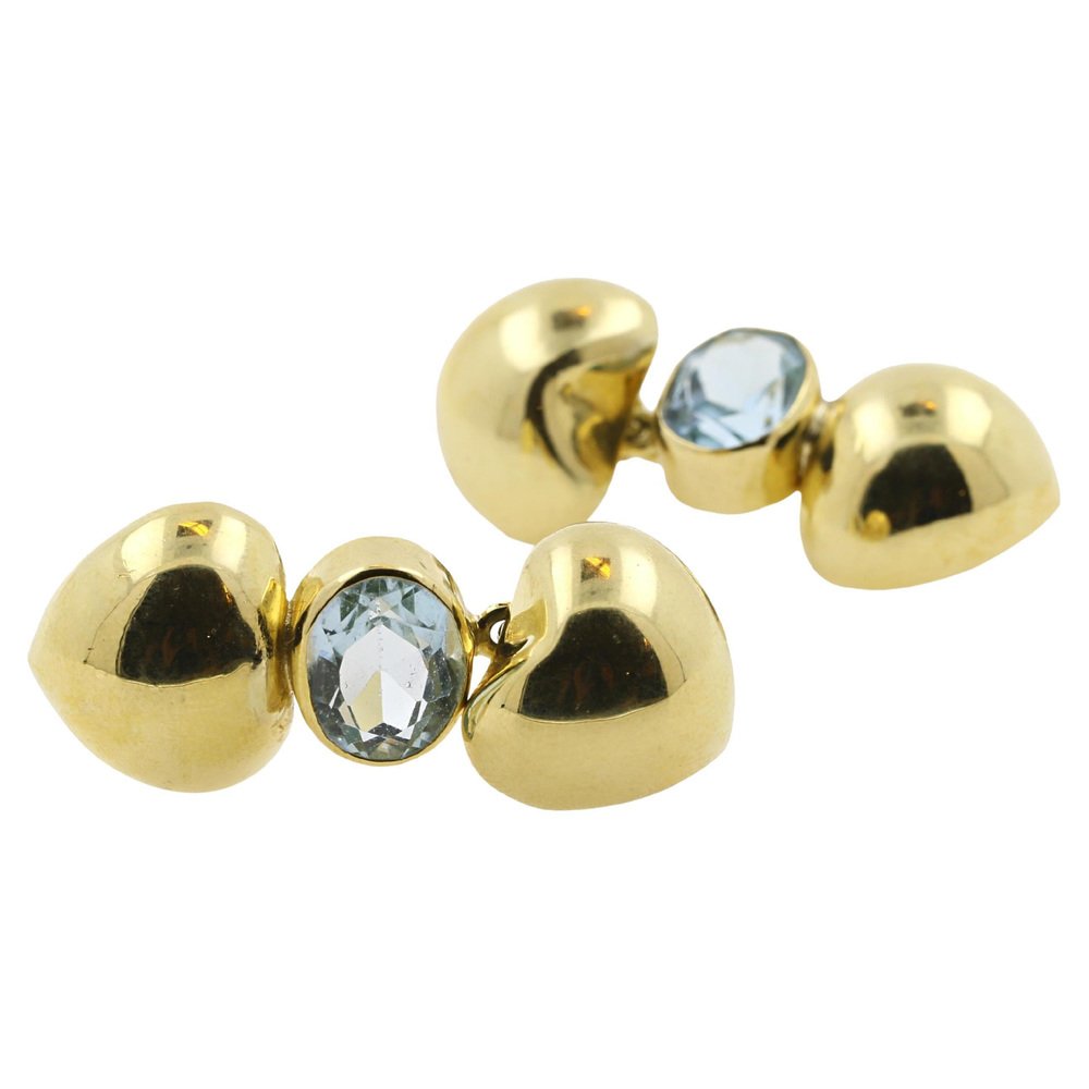 18 Karat Yellow Gold and 5.00 Carat Blue Topaz Stud Earrings