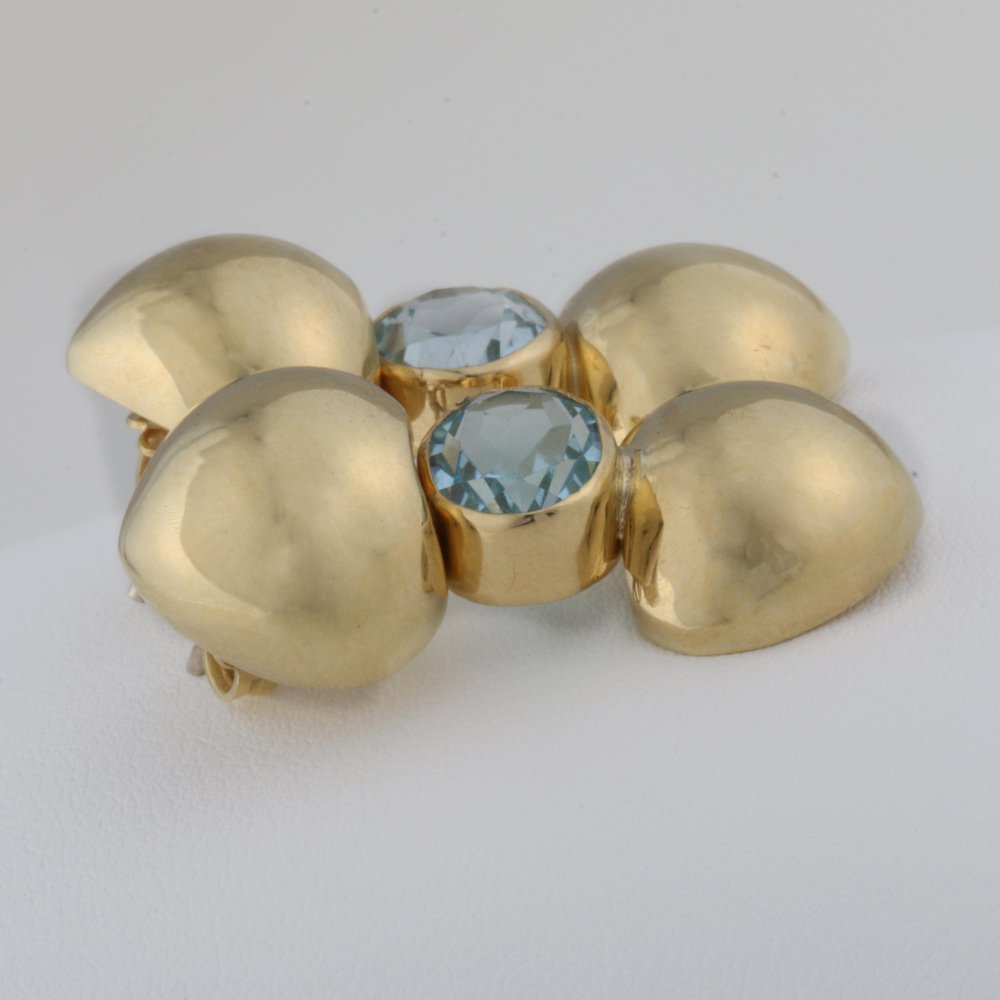 18 Karat Yellow Gold and 5.00 Carat Blue Topaz Stud Earrings