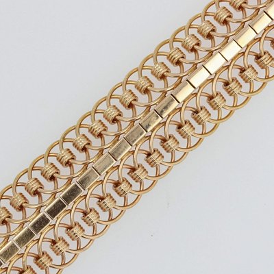 18 Karat Yellow Gold Articulated Mesh Bracelet, 1950s-OLU-896716