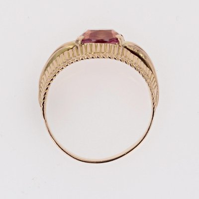 18 Karat Yellow Gold Band Ring with Malaya Garnet, 1960s-OLU-1781017