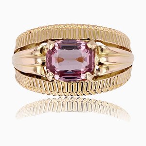 18 Karat Yellow Gold Band Ring with Malaya Garnet, 1960s-OLU-1781017