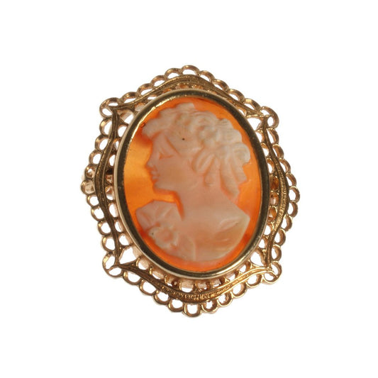 18 Karat Yellow Gold Brooch/Pendant with Hand Carved Italian Cammeo