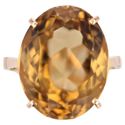 18 Karat Yellow Gold Cocktail Ring with Citrine, 1960s-OLU-1784781