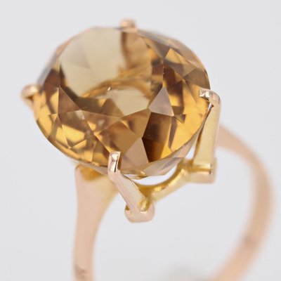 18 Karat Yellow Gold Cocktail Ring with Citrine, 1960s-OLU-1784781