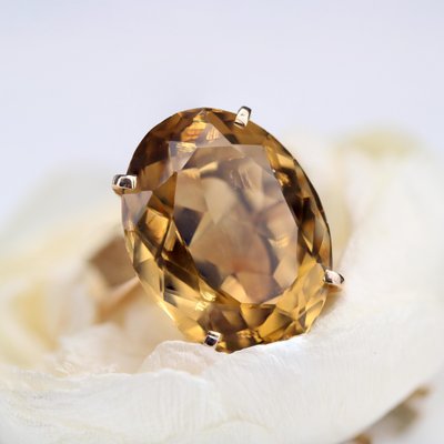 18 Karat Yellow Gold Cocktail Ring with Citrine, 1960s-OLU-1784781