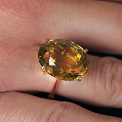 18 Karat Yellow Gold Cocktail Ring with Citrine, 1960s-OLU-1784781