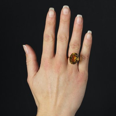 18 Karat Yellow Gold Cocktail Ring with Citrine, 1960s-OLU-1784781