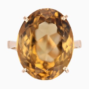 18 Karat Yellow Gold Cocktail Ring with Citrine, 1960s-OLU-1784781