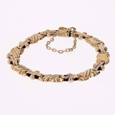 18 Karat Yellow Gold Flat Pattern Bracelet, 1960s-OLU-1743316