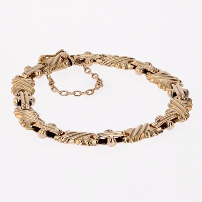 18 Karat Yellow Gold Flat Pattern Bracelet, 1960s-OLU-1743316