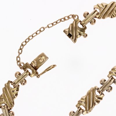 18 Karat Yellow Gold Flat Pattern Bracelet, 1960s-OLU-1743316