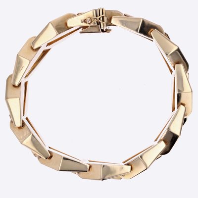 18 Karat Yellow Gold Geometric Curb Chain Large Bracelet, 1960s-OLU-2042362