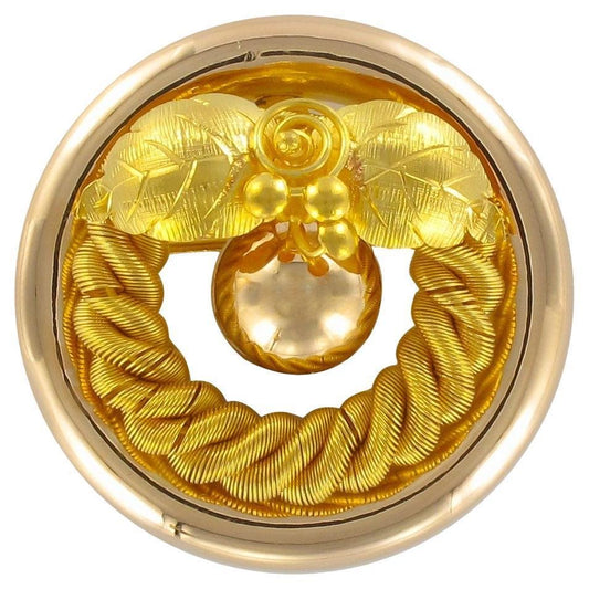 18 Karat Yellow Gold Round Brooch, 1900s