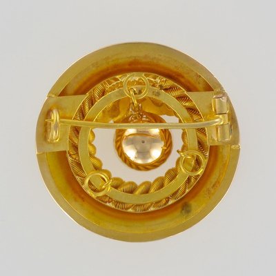 18 Karat Yellow Gold Round Brooch, 1900s-OLU-1281866