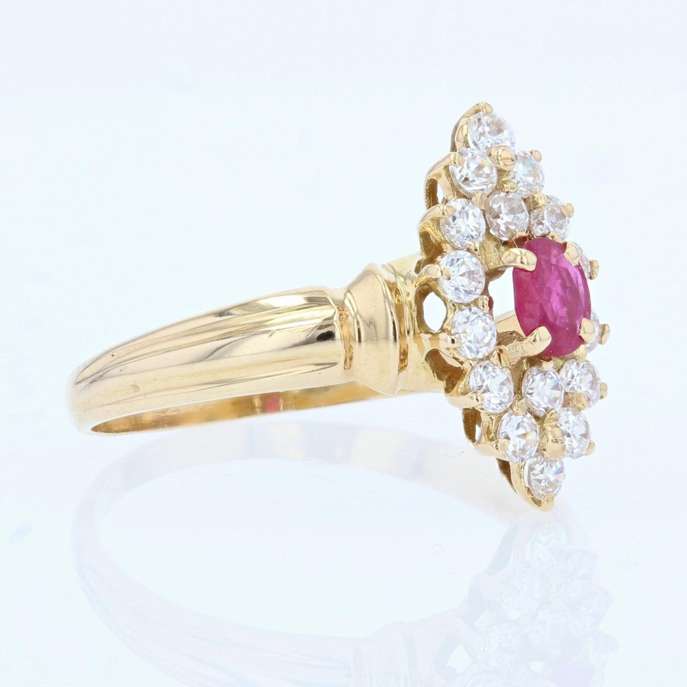 18 Karat Yellow Gold Shuttle Shape Ring