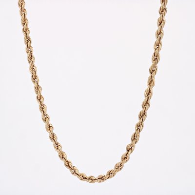 18 Karat Yellow Gold Twisted Chain Long Necklace, 1960s-OLU-1815853