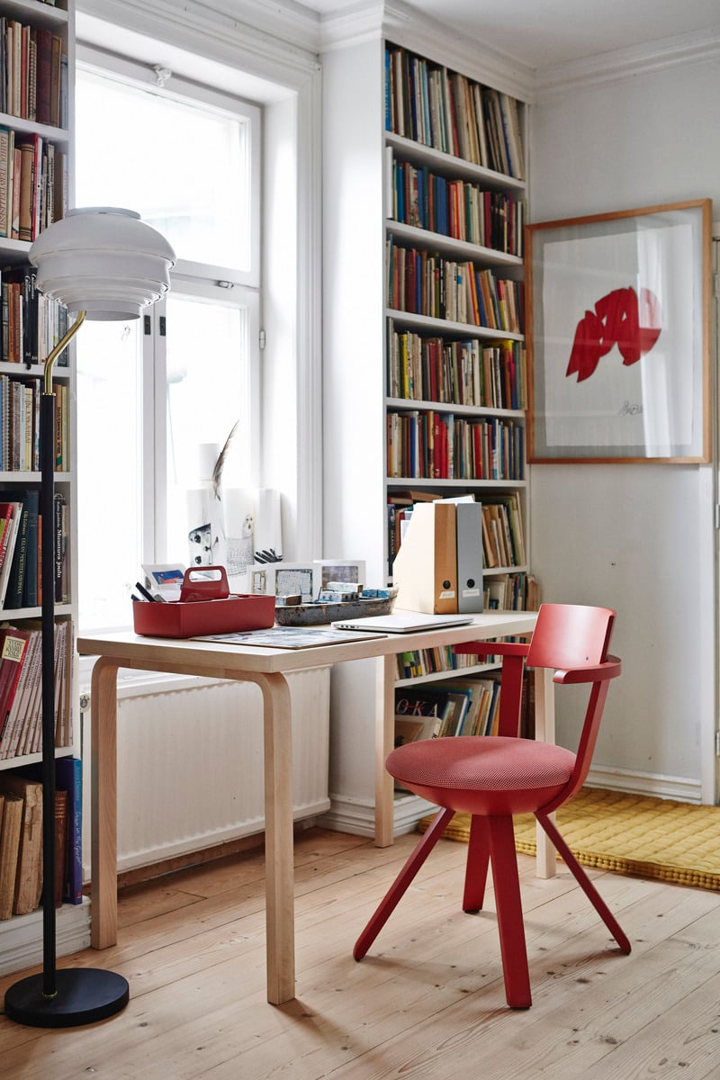 Aalto table 80A, birch - white laminate