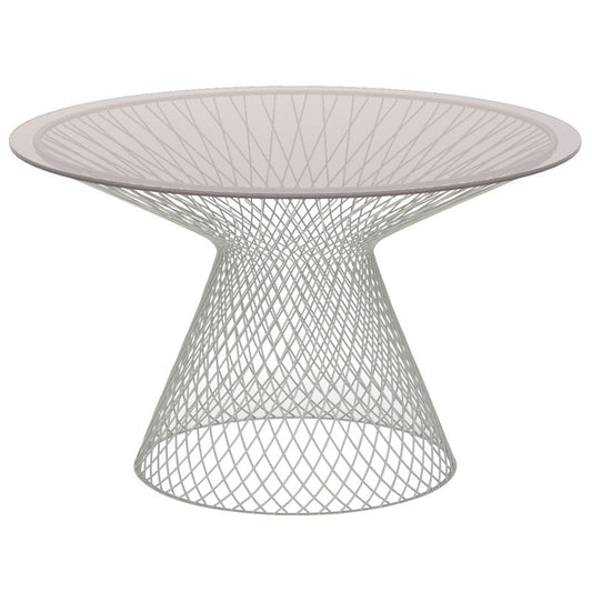 Heaven table 120 cm by Emu #matt white, glass top #