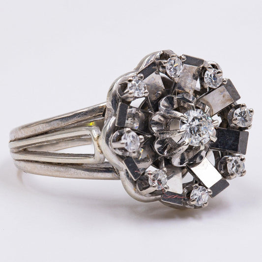 18k White Gold Vintage Diamond Ring 0.35ctw, 1960s