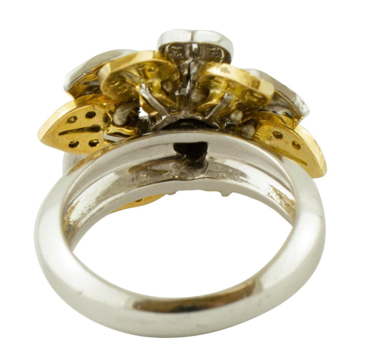 18K White & Yellow Gold and Fancy Diamond Daisy Ring