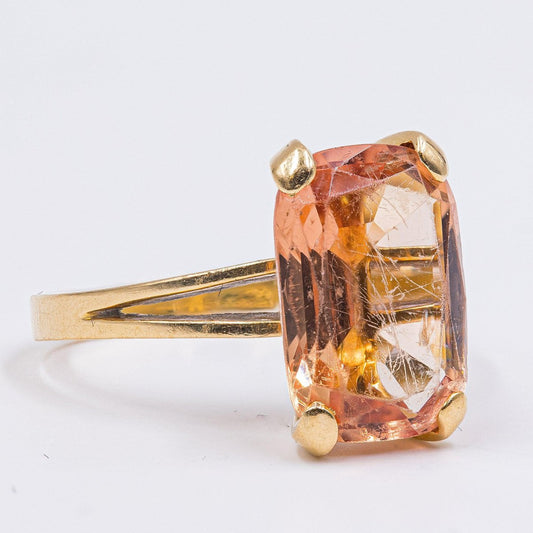 18k Yellow Gold Ring with Orange Topaz, 1960s