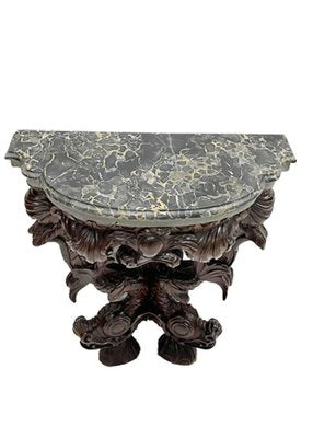 18th-19th Century Dolphin Console Table with Marble Top-UCH-1224845