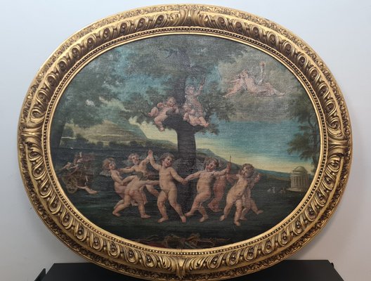 18th Century Allegory, 19th Century, Oil on Canvas, Framed-RPW-1800276