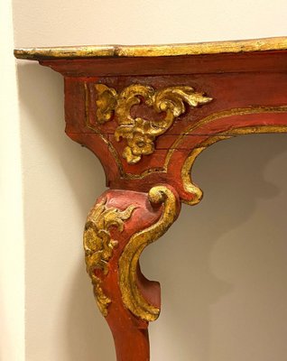 18th Century Baroque Corner Console in Polychrome in Red, Andalusia-NUC-1732952