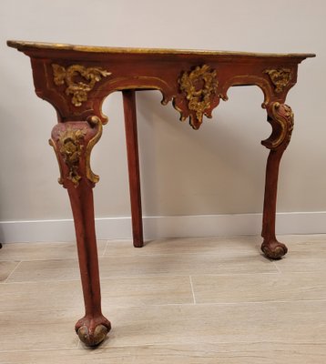 18th Century Baroque Corner Console in Polychrome in Red, Andalusia-NUC-1732952