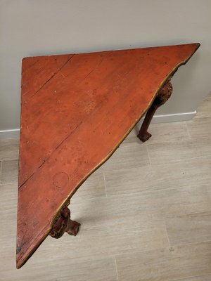 18th Century Baroque Corner Console in Polychrome in Red, Andalusia-NUC-1732952