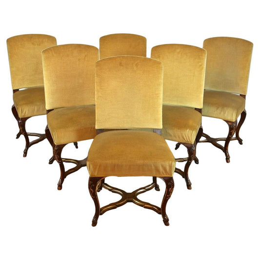 18th Century Baroque Dining Chairs with Gilt Accents, Italy, 1790, Set of 6