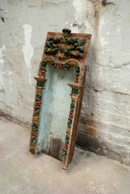 18th Century Baroque Niche in Carved Polychrome Wood-UJE-1386106