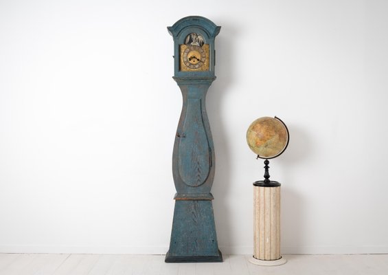 18th-Century Blue Swedish Baroque Long Case Clock-MJF-931145