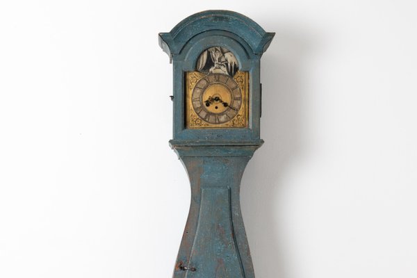 18th-Century Blue Swedish Baroque Long Case Clock-MJF-931145