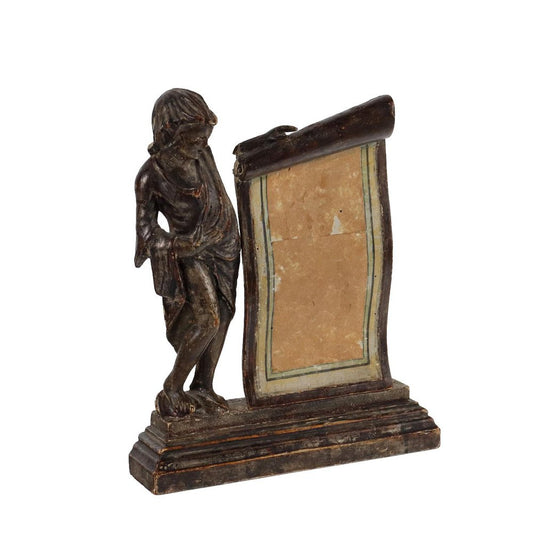 18th Century Cartouche Holder and Sculpture in Wood