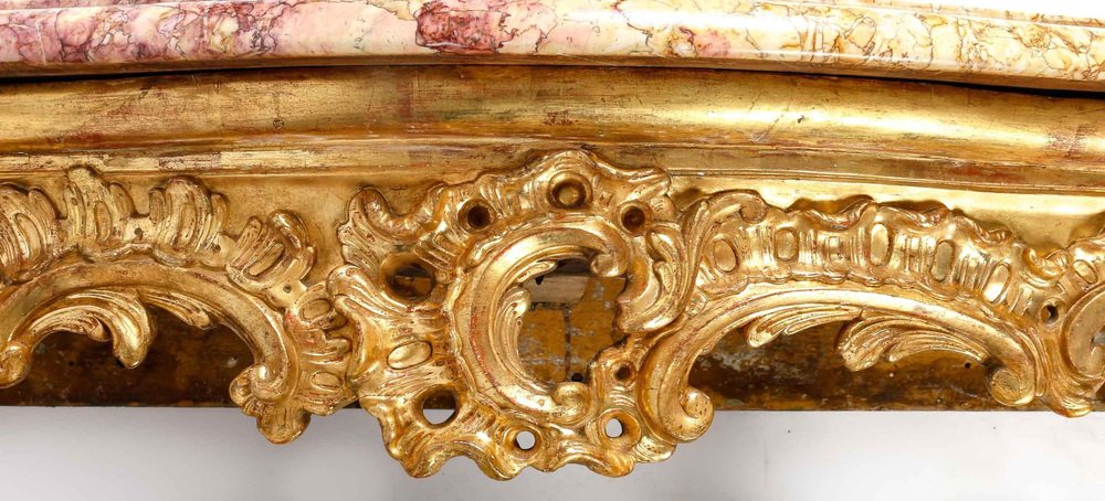 18th Century Carved and Gilded Wood Console with Marble Top